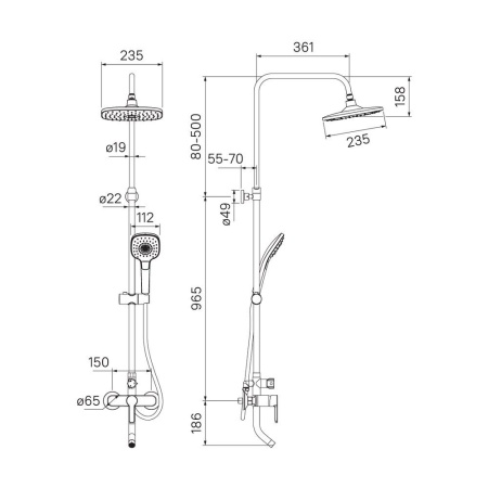 Смеситель для ванны с верхним душем, Sena, IDDIS, SENSB3Fi06