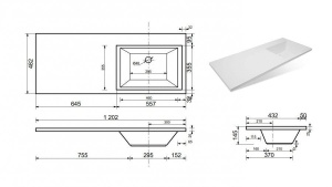Тумба с раковиной Style Line Жасмин 120 R с бельевой корзиной под стиральную машину