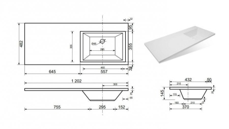 Тумба с раковиной Style Line Жасмин 120 R с бельевой корзиной под стиральную машину