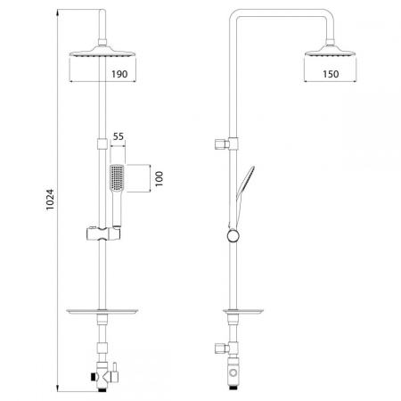 Душевой гарнитур Lemark LM8804C с фиксированной высотой штанги и верхней душевой лейкой "Тропический дождь"