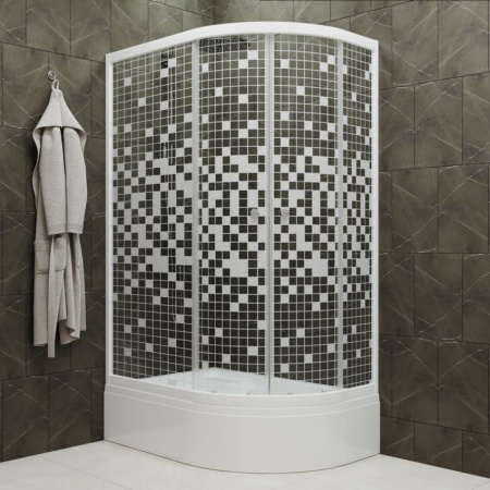 Душевое Ограждение Коралл 120*80 В Левое средний поддон стекло мозаика
