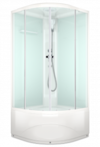 Душевая кабина Domani Spa Delight Slim 110 без электрики, высокий поддон 1000x1000x2180 (бел. стенки, сатин мат. стекла) DS01DS110HWM00 