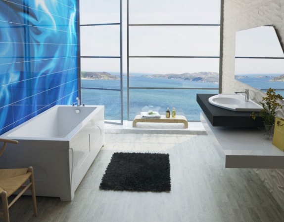 Ванна из искусственного камня Эстет Дельта 150А 150х70 с возможностью изменения размера (комплект) с подставкой и сливом