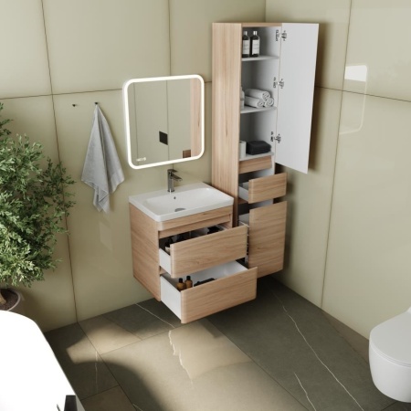 Тумба с раковиной Style Line Атлантика 60 подвесная ясень перламутр