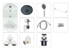 Душевая кабина Domani Spa Simple 99 V 1.2 high без электрики, с крышей, высокий поддон 900x900x2180 (бел. стенки, матовые стекла) 