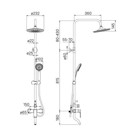 Смеситель для ванны с верхним душем, Edifice, IDDIS, EDISB3Fi06