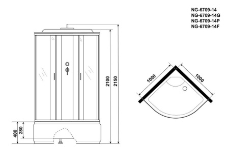 Душевая кабина Niagara Classic NG-6709-14 100х100х215