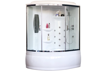 Душевая кабина RB 150ALP-T-CH с парогенератором (прозрачное) правая 150x100x225 профиль хром 