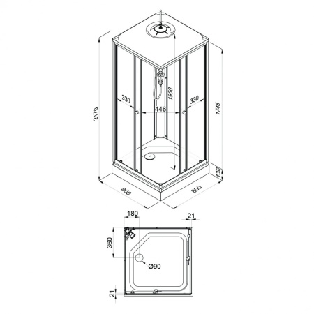 Душевая Кабина Вельвет-К 80*80 А низкий поддон 