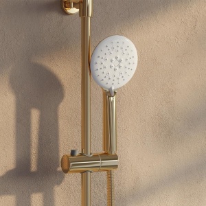 Смеситель для ванны с верхним душем, золото/белый, Cloud, IDDIS, CLOWG00i06