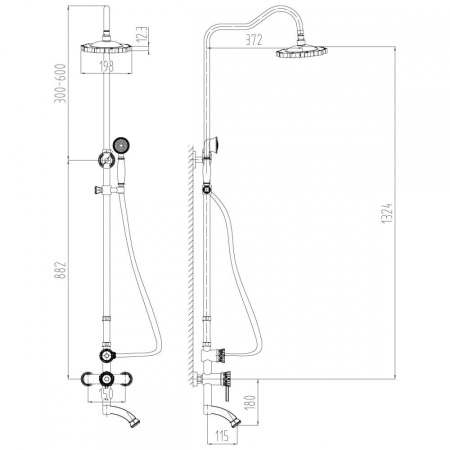 Смеситель Lemark Jasmine LM6662B для ванны и душа