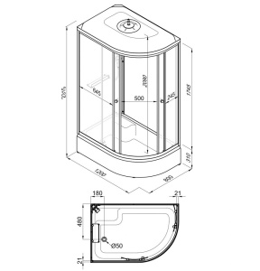 Душевая кабина Triton Коралл Лайт В 120х80  левая средний поддон 