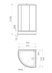 Душевая кабина Domani-Spa Simple с крышей  99 mid V1.2 (90х90 см) Black Accents средний  поддон   АКЦИЯ!!!кабина в наличии