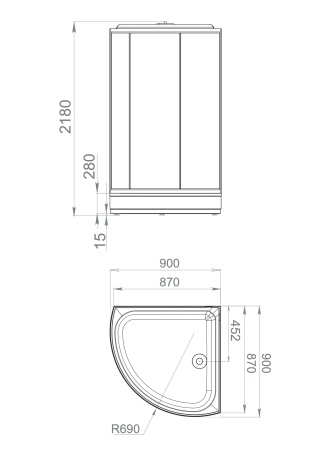 Душевая кабина Domani-Spa Simple с крышей  99 mid V1.2 (90х90 см) Black Accents средний  поддон   АКЦИЯ!!!кабина в наличии