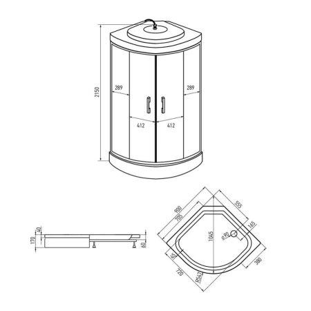 Душевая кабина Erlit ER3509P-C3-RUS 90х90х215 матовое стекло