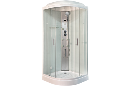 Душевая кабина RB 100HKST-WT (белое/прозрачное) стекло 6мм с хамамом 100х100х217