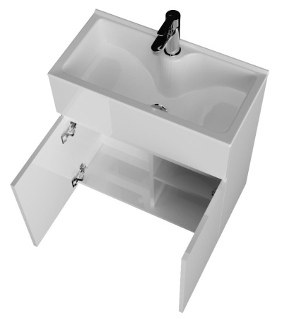 Тумба с раковиной 1Marka Mira 60Н 2д. белый глянец