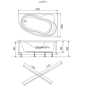 Акриловая ванна Тритон Кайли 150х100х63 левая в наличии
