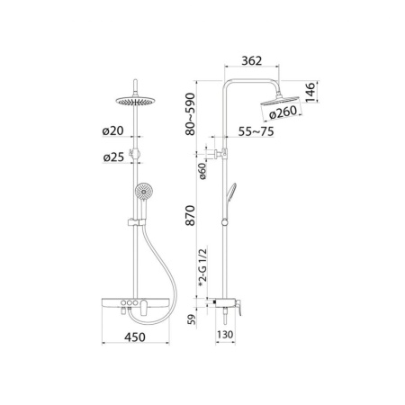 Смеситель для ванны с верхним душем, Shelfy, IDDIS, SHESB3Fi06