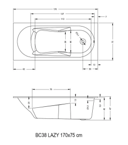 Акриловая ванна Riho Lazy 170х75 комплект с экраном 