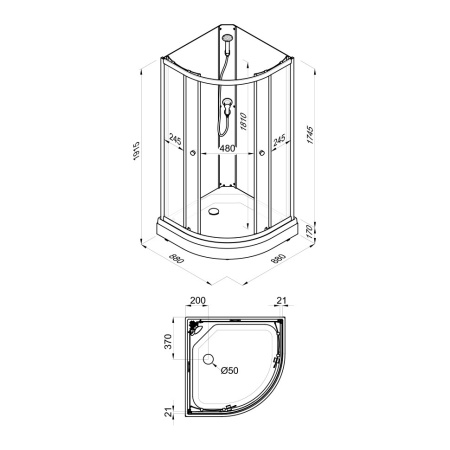 Душевая Кабина Нова 88*88 А без крыши