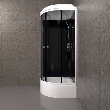 Кабина душевая Triton ТОП В 90х90, средний поддон черная стойка