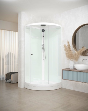 Душевая кабина Domani-Spa Simple 99 V1.2  низкий поддон  90х90 см задняя стекла светлая ,передняя матовая 