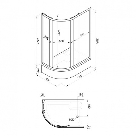 Душевой уголок Triton Коралл-Лайт В 120х80, правый, средний поддон