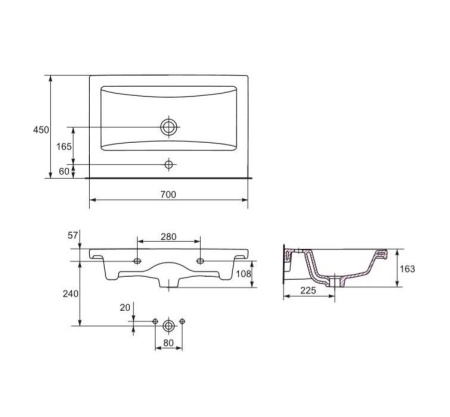 Тумба с раковиной 1Marka New Aris 70Н 2я. белый глянец