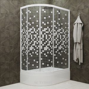 Душевое Ограждение Коралл 120*80 В Правое средний  поддон стекло мозаика 