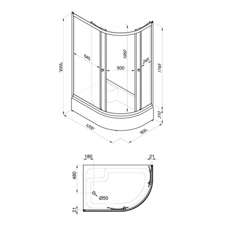 Душевой уголок Triton Коралл-Лайт В 120х80, левый, средний поддон левая 