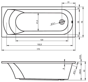 Акриловая ванна Riho Miami 170х70 полный комплект с экраном