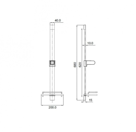 S316101 Стойка д/душа с мыльницей 680мм