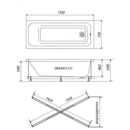 Акриловая ванна Тритон Прага 170x70 в наличии