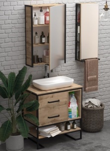 Тумба с раковиной 1Marka Grunge Loft 80Н 2я/2п дуб вотан