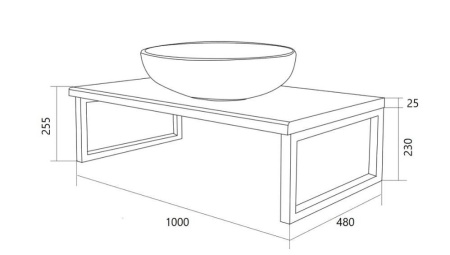 Столешница с раковиной 1Marka Grunge Loft 100 дуб вотан с раковиной (раковина Ringo 53*34 Cut)