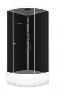 Душевая кабина Domani Spa Simple 99 mid V1.2 без электрики, с крышей, средний поддон 900x900x2180 (черн. стенки, тонир. стекла) DS01Sm99MBT00-V1.2 