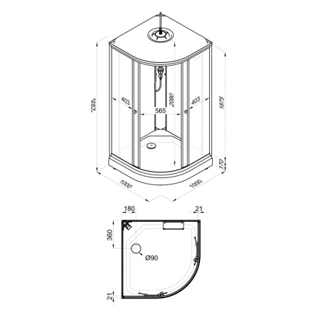 Душевая Кабина Тритон Мозаика 100*100 А ДН4 низкий поддон