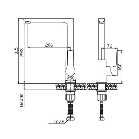 Смеситель для кухни AVRORA Line AV3121 с высоким