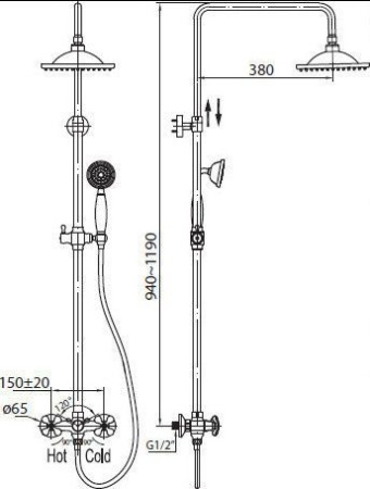 Душевая стойка BelBagno Slip SLI-DOC-CRM/Foglio