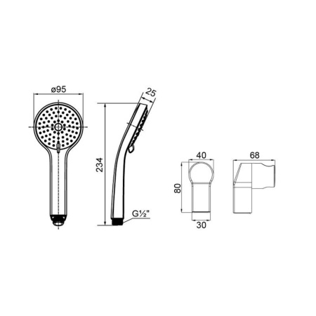Душевой гарнитур с держателем, 270, Milardo, 2703F95M16