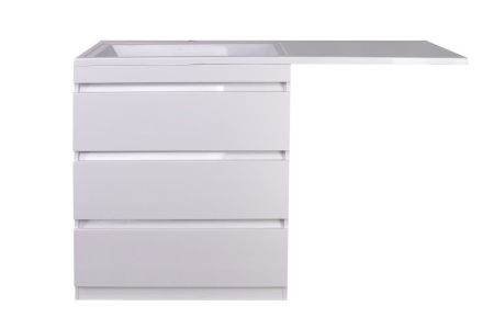 Тумба с раковиной Style Line Даллас 140 L Люкс напольная белая под стиральную машину 3 ящика