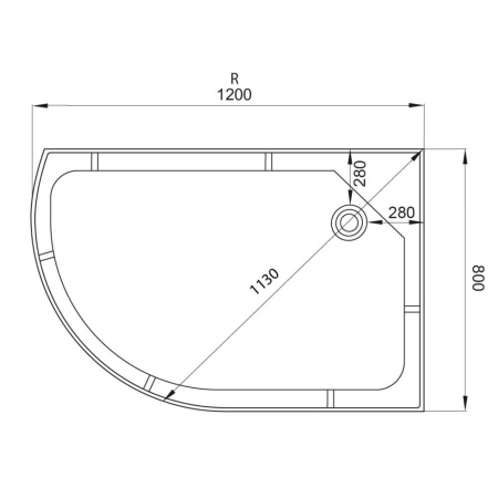 Душевая кабина Deto EM1512 120х80х208 R с контурной подсветкой и гидромассажем без крыши