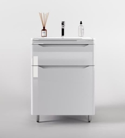 Тумба с раковиной Style Line Марелла Люкс 60 напольная белый глянец