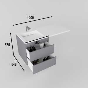   Тумба с раковиной Style Line Даллас Леон 120 L подвесная серая матовая под стиральную машину