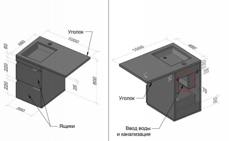 Тумба с раковиной Style Line Даллас 100 L Люкс подвесная белая под стиральную машину