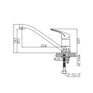Смеситель для кухни AVRORA Glade AV3020 с низким