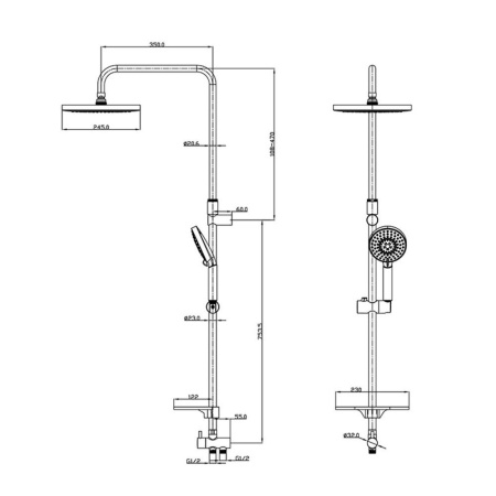 Душевой гарнитур с верхней лейкой, Mirro, IDDIS, MIRSB5Fi76
