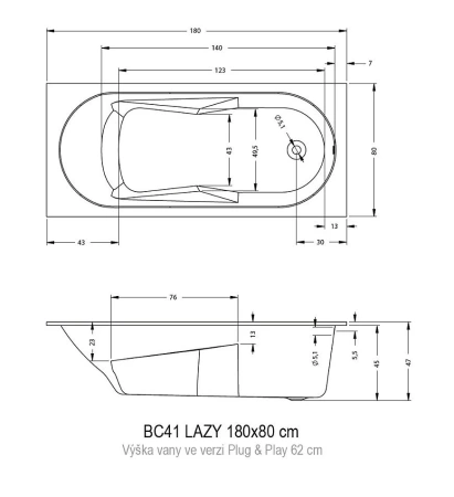 Акриловая ванна Riho Lazy 180х80 комплект с экраном 