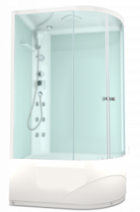 Душевая кабина Domani Spa Delight high 128L Slim с электрикой, высокий поддон 1200x800x2190 (бел. стенки, сатин. мат. стекла) DS01DS128LHWM10  